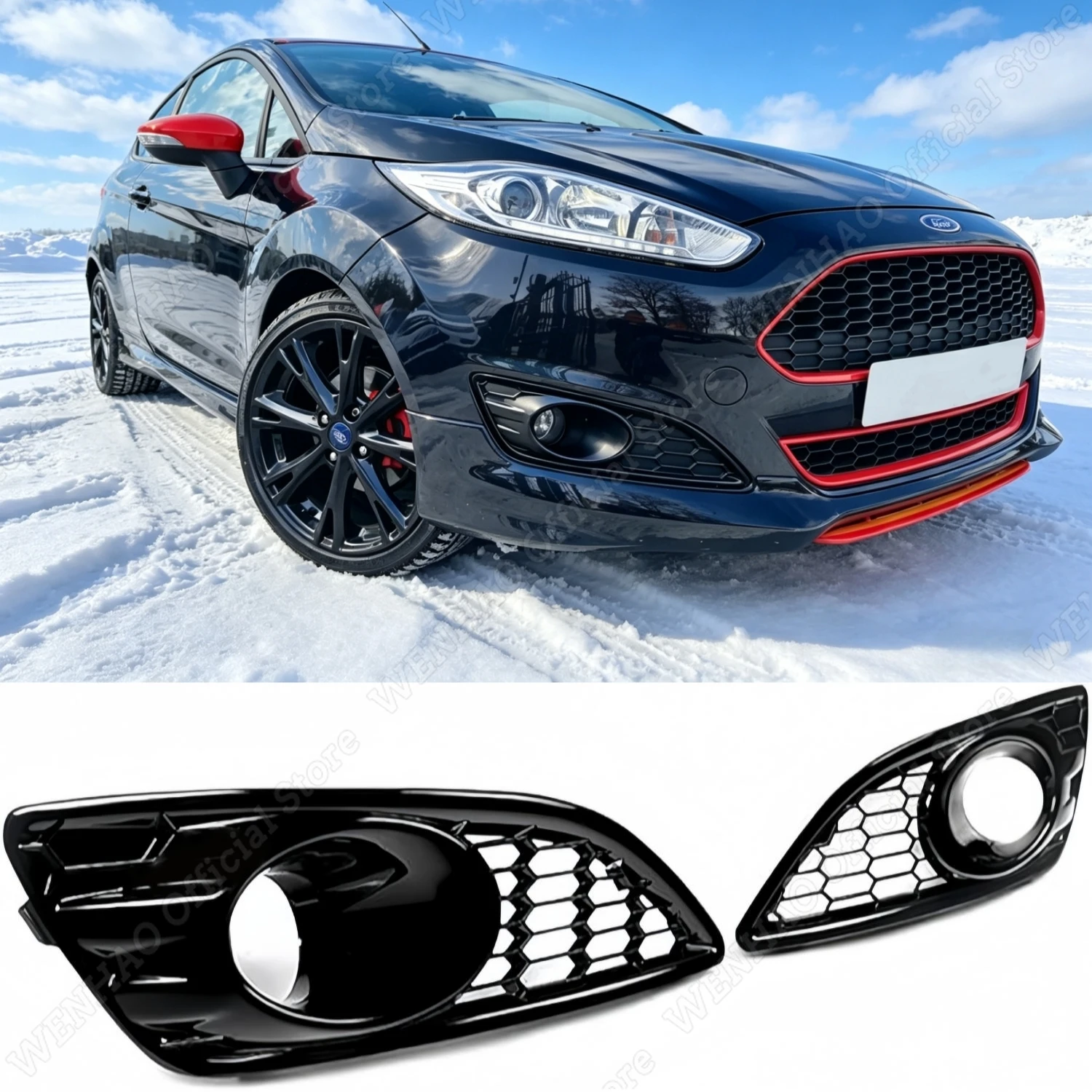 Gloss Black Car Front Bumper Grilles For Ford Fiesta Van Hatchback Sedan (Not For ST) 2013-2017 Tuning Foglamp Frames
Gloss Black Car Front Bumper Grilles For Ford Fiesta Van Hatchback Sedan (Not For ST) 2013-2017 Tuning Foglamp Frames