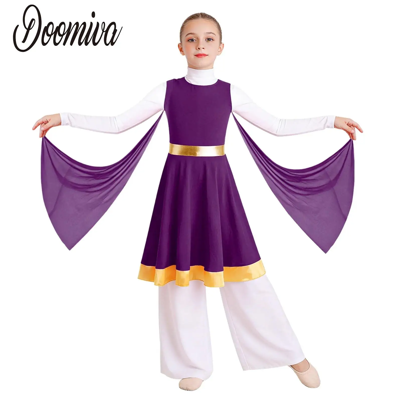 Kids Girls Worship Liturgical Praise Performance Costume Robe Lyrical Ballet Dancewear Long Sleeves Tunic Dress with Mesh Drapes
Kids Girls Worship Liturgical Praise Performance Costume Robe Lyrical Ballet Dancewear Long Sleeves Tunic Dress with Mesh Drapes