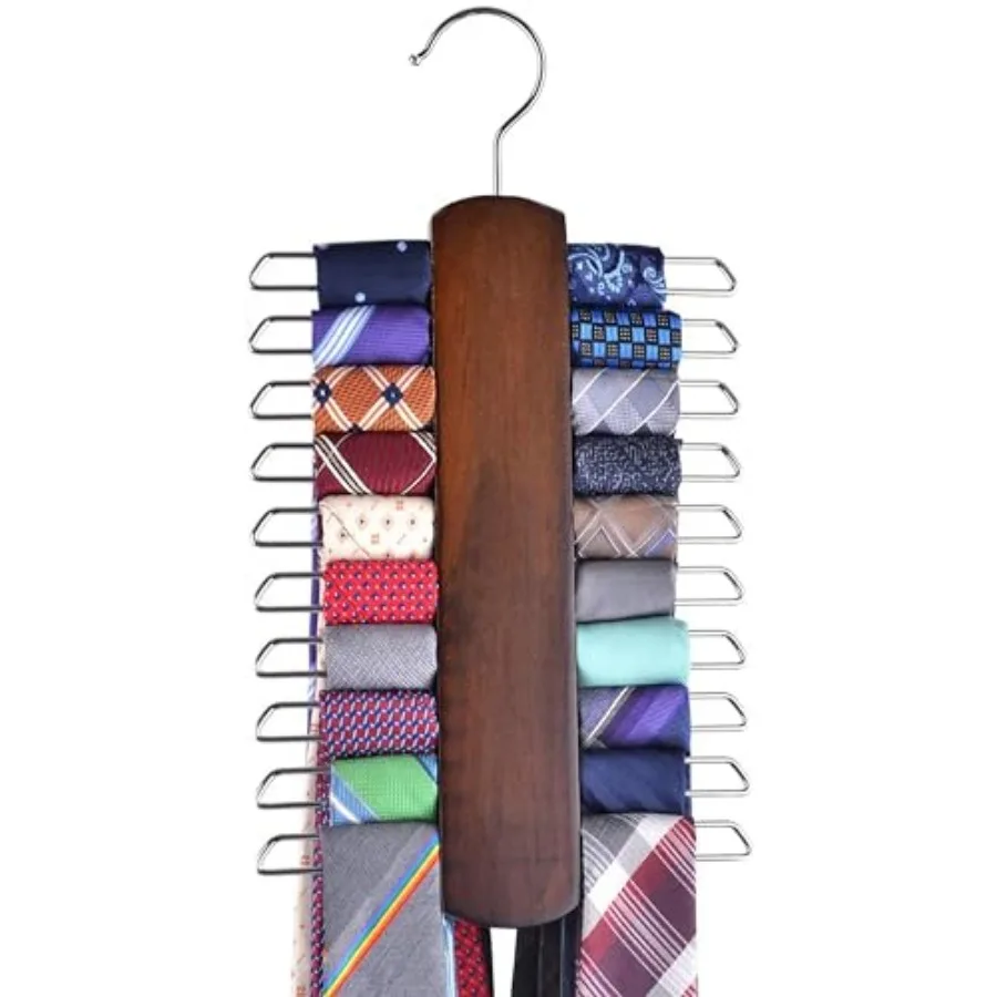 Premium Wooden Necktie and Belt Hanger, Walnut Wood Center Organizer and Storage Rack with a Non-Slip Finish - 20 Hooks Wooden
Premium Wooden Necktie and Belt Hanger, Walnut Wood Center Organizer and Storage Rack with a Non-Slip Finish - 20 Hooks Wooden