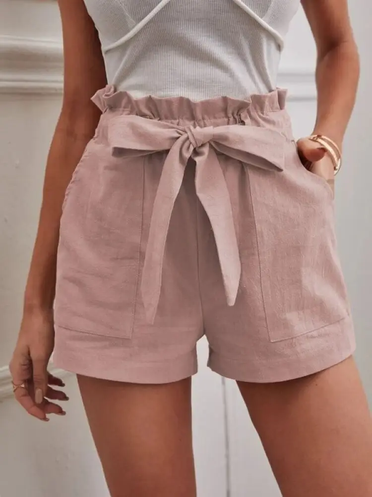 New Women's Shorts Loose Cotton Hemp Casual Shorts Elastic Waist Bow Solid Color Pocket High Waist Wide Leg Shorts
New Women's Shorts Loose Cotton Hemp Casual Shorts Elastic Waist Bow Solid Color Pocket High Waist Wide Leg Shorts