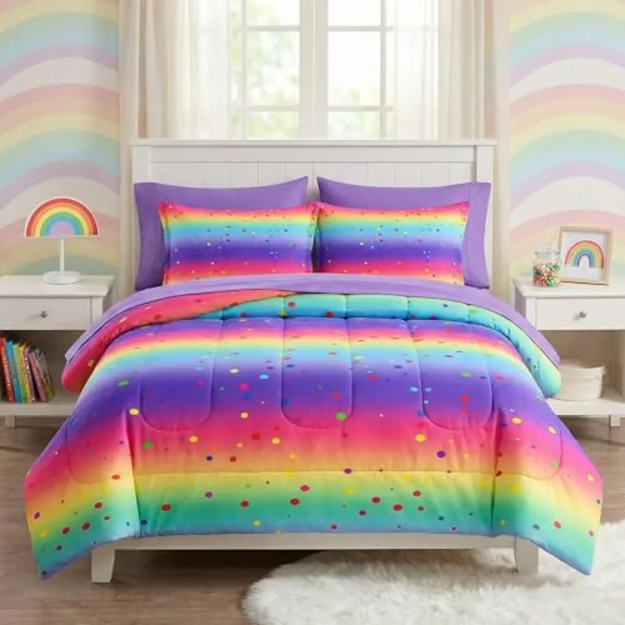 Comforter Set Size, Cute Rainbow Polka Dot 7 Pcs Bedding for and Adults, Colorful Glitter Bed Sheet Sets with Fitted Sheet 2 Pi
Comforter Set Size, Cute Rainbow Polka Dot 7 Pcs Bedding for and Adults, Colorful Glitter Bed Sheet Sets with Fitted Sheet 2 Pi