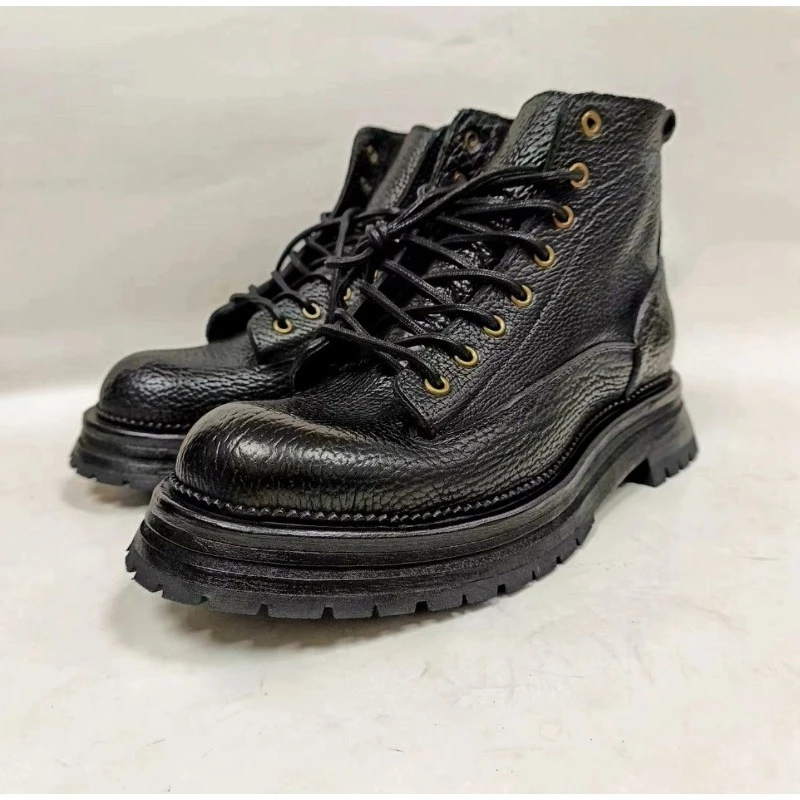 British Style Cowhide Thick Soled Boots Men's Shoes Genuine Leather Handmade Formal Work Round Toe Derby Chelsea Boots Male
British Style Cowhide Thick Soled Boots Men's Shoes Genuine Leather Handmade Formal Work Round Toe Derby Chelsea Boots Male