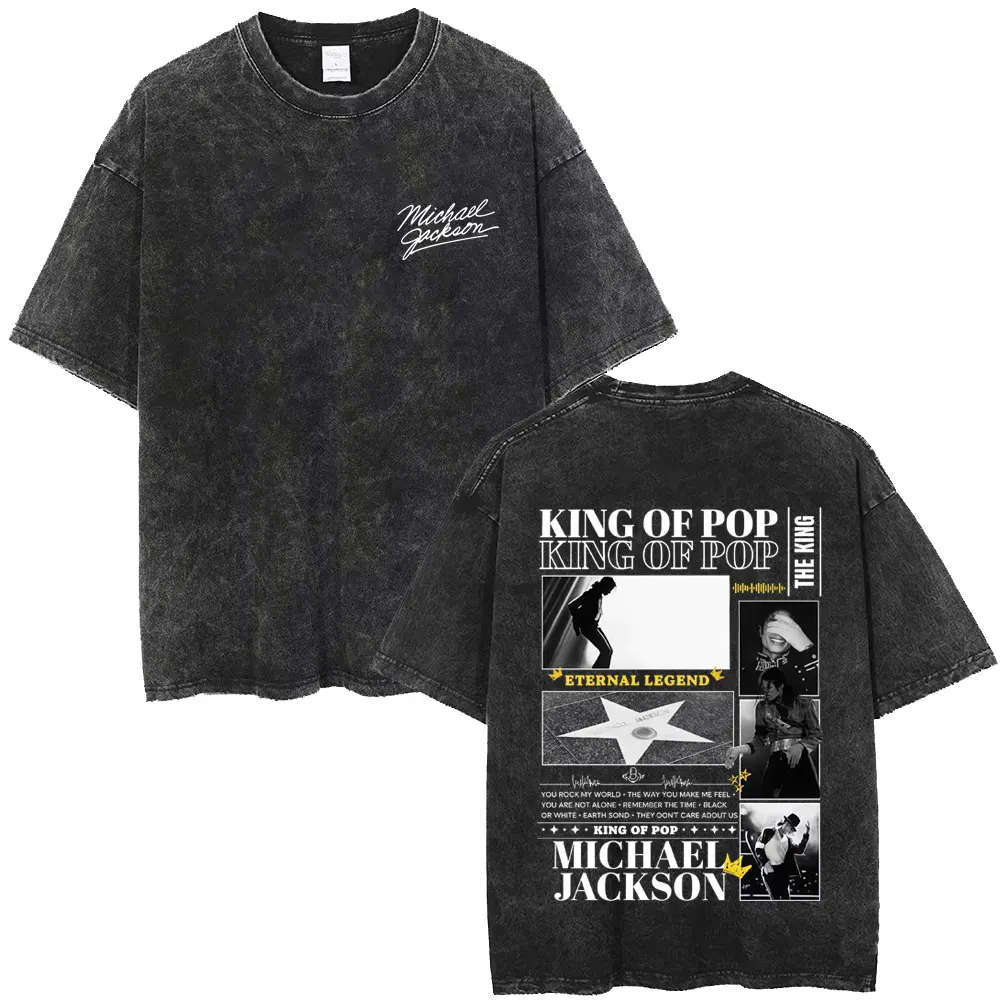 Washed Vintage Michael Jackson King of Pop Merch T-shirt Men Women Retro Gothic Rock T-shirts Men's Fashion Oversized T Shirts
Washed Vintage Michael Jackson King of Pop Merch T-shirt Men Women Retro Gothic Rock T-shirts Men's Fashion Oversized T Shirts