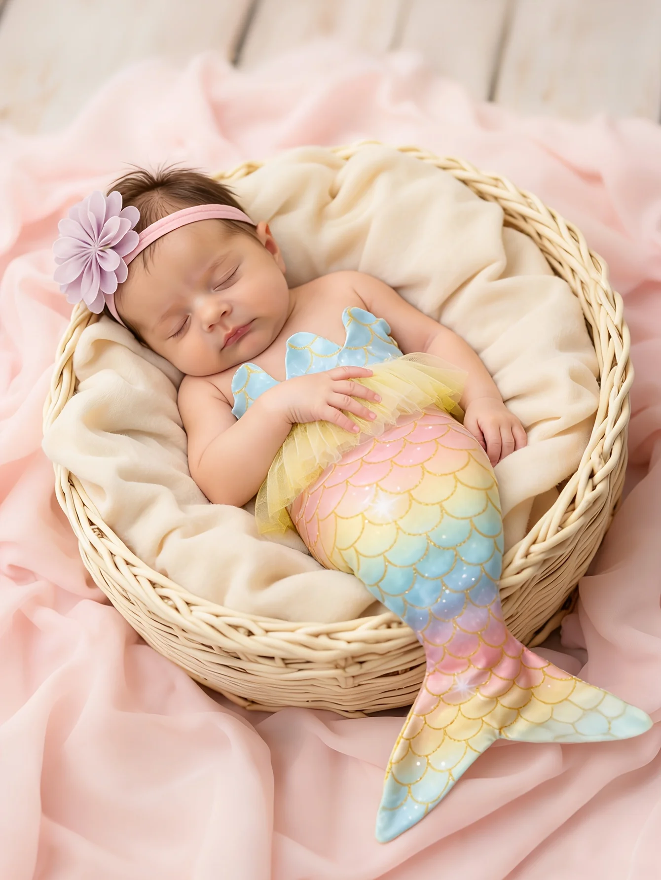 2pcs Newborn Mermaid Tail And Headband, Baby Knit Mermaid Tail Set, Cute Baby Mermaid Photography Outfit
2pcs Newborn Mermaid Tail And Headband, Baby Knit Mermaid Tail Set, Cute Baby Mermaid Photography Outfit