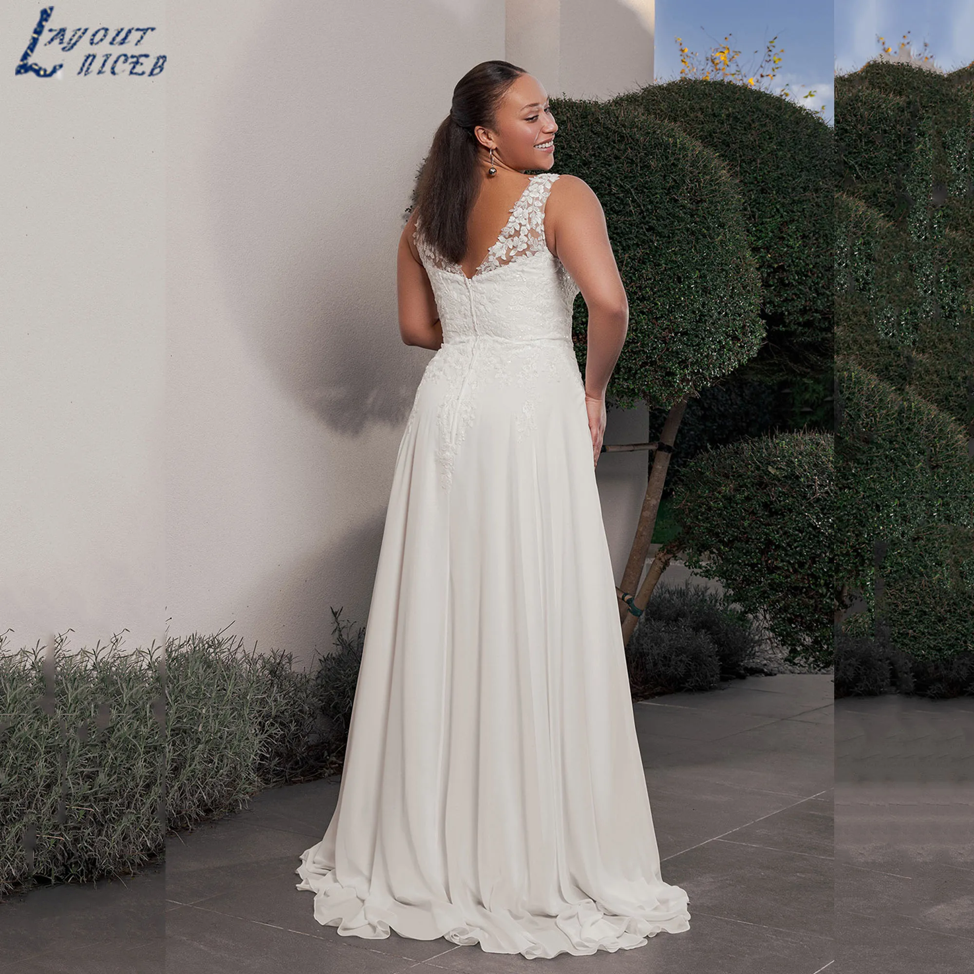 Large Size Wedding Dress Women A-Line V-Neck Chiffon Pastrol Bridal Gowns Boho Appliques Sleeveless vestidos de novia Customized
Large Size Wedding Dress Women A-Line V-Neck Chiffon Pastrol Bridal Gowns Boho Appliques Sleeveless vestidos de novia Customized