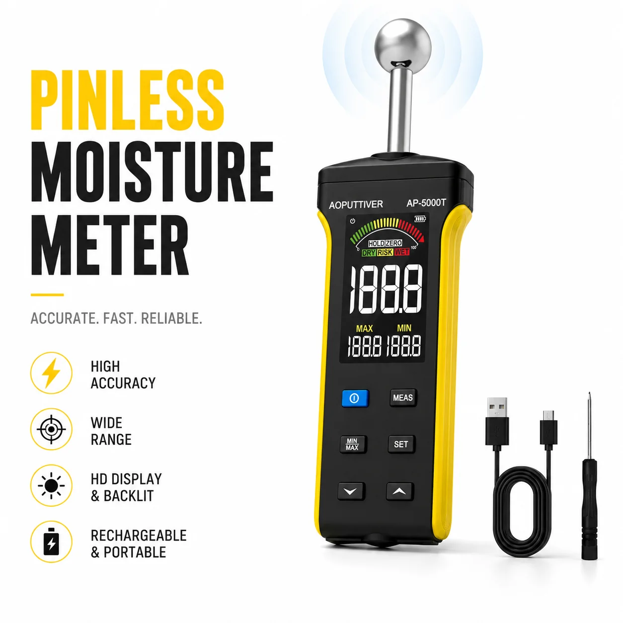 HoldPeak Digital Wood Moisture Meter for Walls Wood Masonry Concrete Color LCD Display Moisture Tester with Alarm Function
HoldPeak Digital Wood Moisture Meter for Walls Wood Masonry Concrete Color LCD Display Moisture Tester with Alarm Function