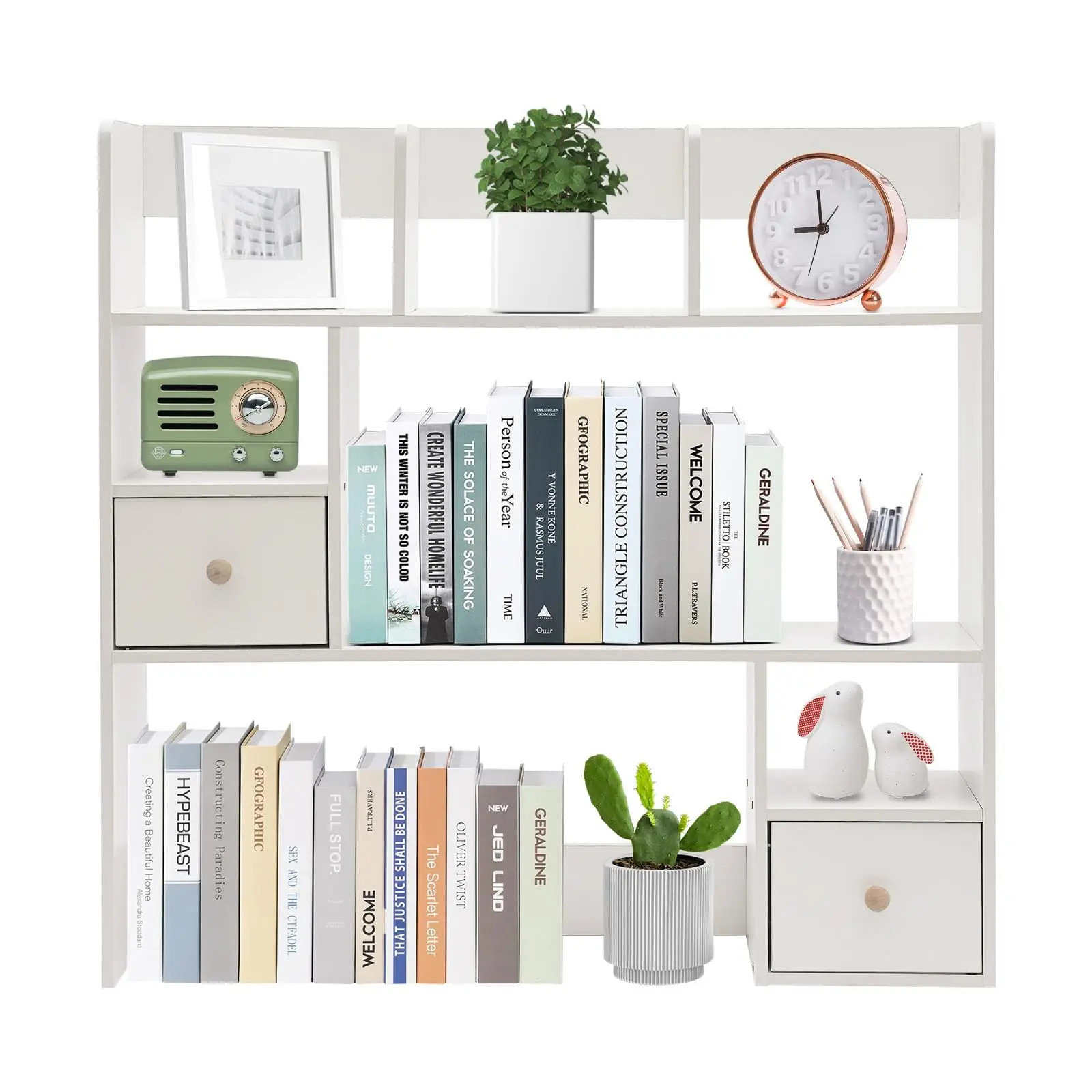 Desk Hutch, Desktop Hutch with 6 Shelves & 2 Drawers, Vanity Desk with Hutch Top Only, Extendable Small Desk Shelf for Top of De
Desk Hutch, Desktop Hutch with 6 Shelves & 2 Drawers, Vanity Desk with Hutch Top Only, Extendable Small Desk Shelf for Top of De