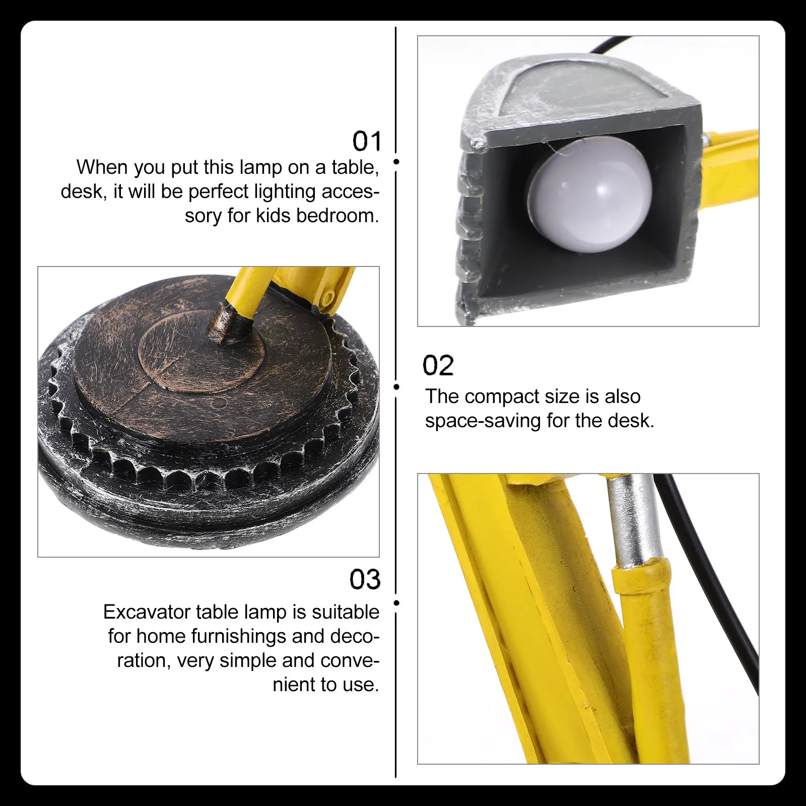 Excavator Table Lamp Resin Compact Desk Light for Home Office Kids Bedroom Nursery Room Construction Decor Boys Lamp
Excavator Table Lamp Resin Compact Desk Light for Home Office Kids Bedroom Nursery Room Construction Decor Boys Lamp