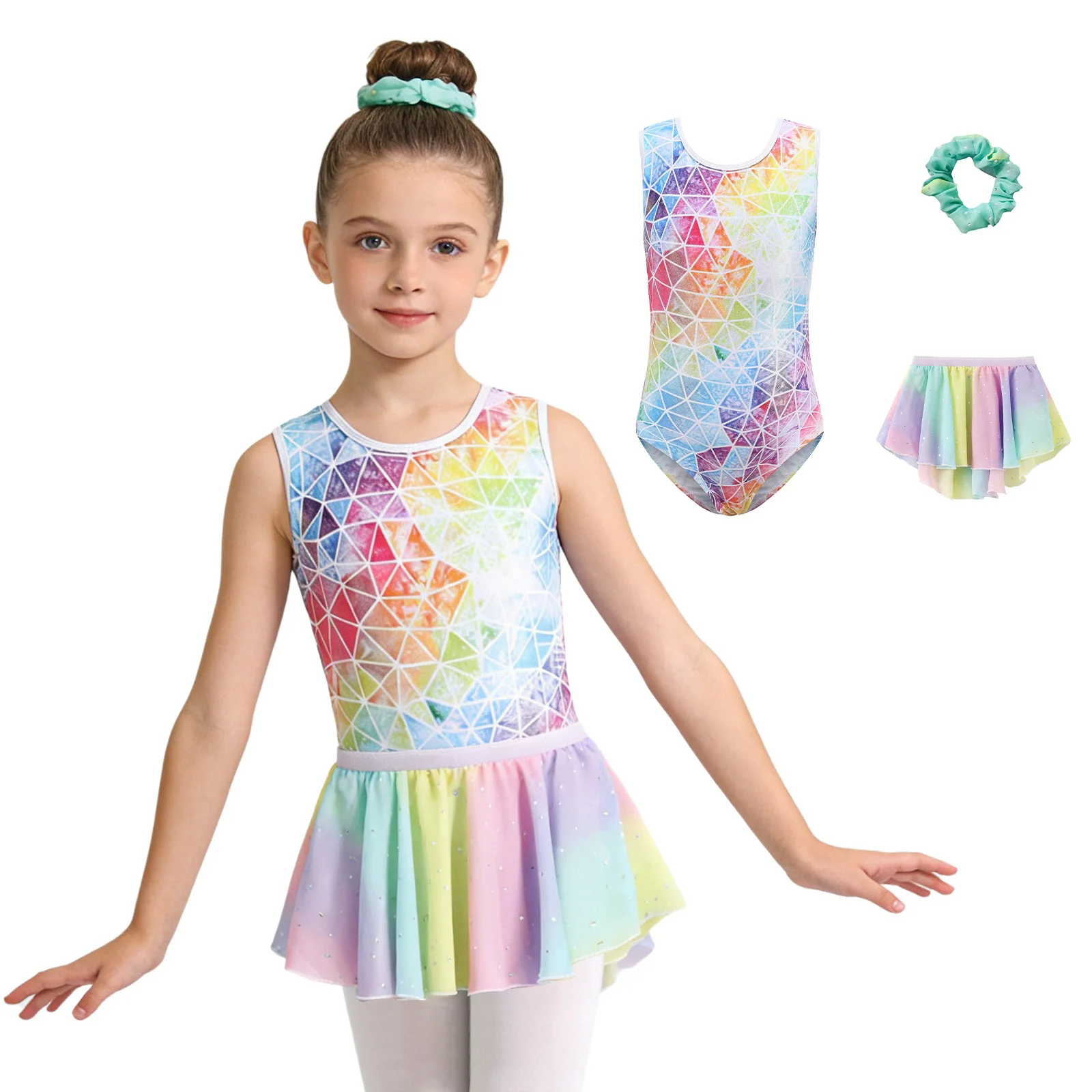 Kids Skating Leotards Ballet Dance Outfit Performance Costume Girls Gymnastics Bodysuits Printed Metallic Leotard with Skirt
Kids Skating Leotards Ballet Dance Outfit Performance Costume Girls Gymnastics Bodysuits Printed Metallic Leotard with Skirt