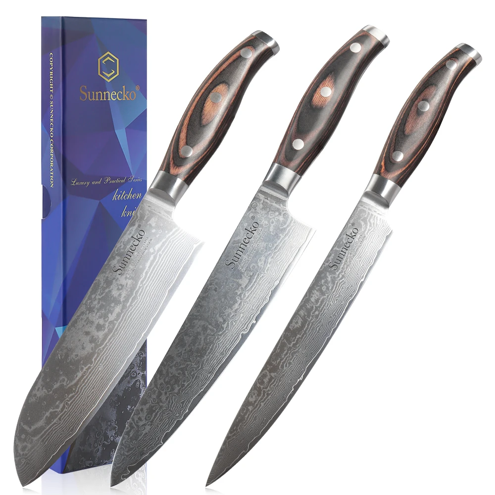 Sunnecko Chef's Knives 1-3PCS/Set VG10 10 Damascus Steel Kitchen Knife Slicing Tools Vegetable Meat Cutting Pakkawood Handle
Sunnecko Chef's Knives 1-3PCS/Set VG10 10 Damascus Steel Kitchen Knife Slicing Tools Vegetable Meat Cutting Pakkawood Handle