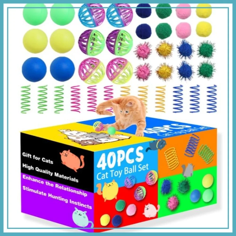 Cat Toys for Indoor Cats 40 PCS Kitten Toys Interactive Cat Toys Pack Including Springs Sparkle Balls Jingle Balls Track Balls
Cat Toys for Indoor Cats 40 PCS Kitten Toys Interactive Cat Toys Pack Including Springs Sparkle Balls Jingle Balls Track Balls