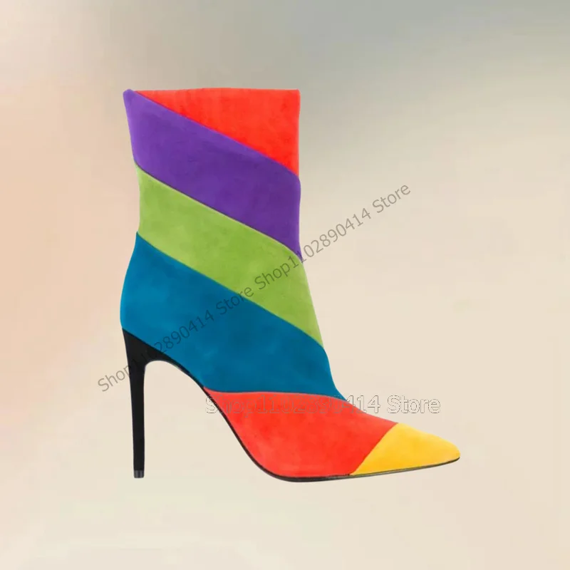 Mixed Color Stripe Design Pointed Toe Boots Side Zipper Women Shoes Thin High Heels Novel Fashion Party 2024 Zapatos Para Mujere
Mixed Color Stripe Design Pointed Toe Boots Side Zipper Women Shoes Thin High Heels Novel Fashion Party 2024 Zapatos Para Mujere