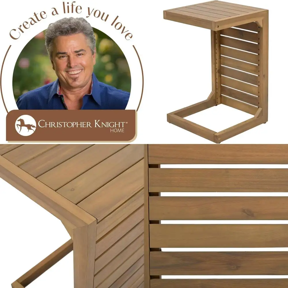 Acacia Wood C-Shaped Patio Side Table, Garden Stool Coffee End Table, Brown, Suitable for Patio, Garden, or Balcony
Acacia Wood C-Shaped Patio Side Table, Garden Stool Coffee End Table, Brown, Suitable for Patio, Garden, or Balcony