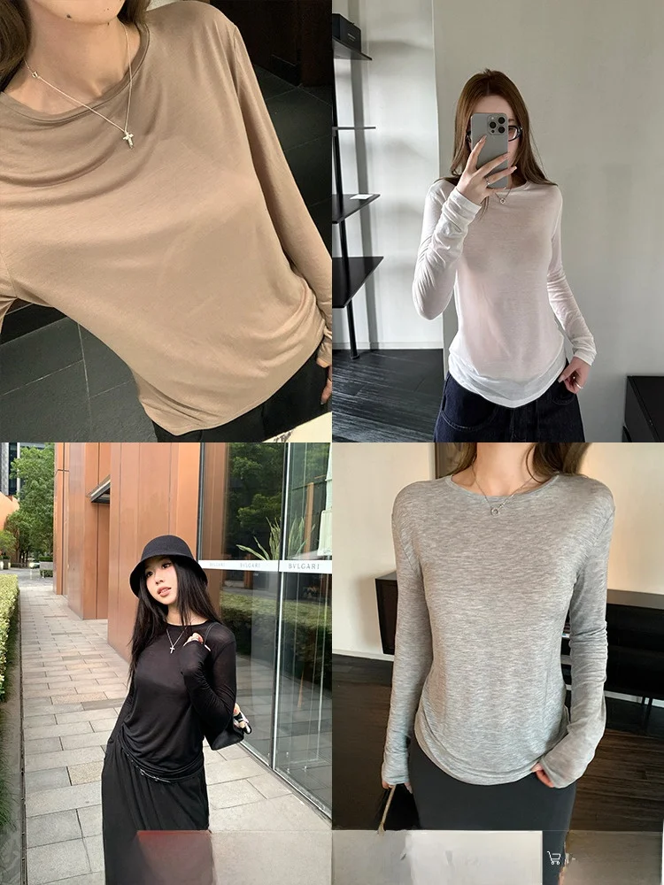 Xzichic Women's Long Sve T-irt round Ne Comfortable Silk Cool Feeling Base Layer Top Casual Sle Slim Fit Pure Color
Xzichic Women's Long Sve T-irt round Ne Comfortable Silk Cool Feeling Base Layer Top Casual Sle Slim Fit Pure Color