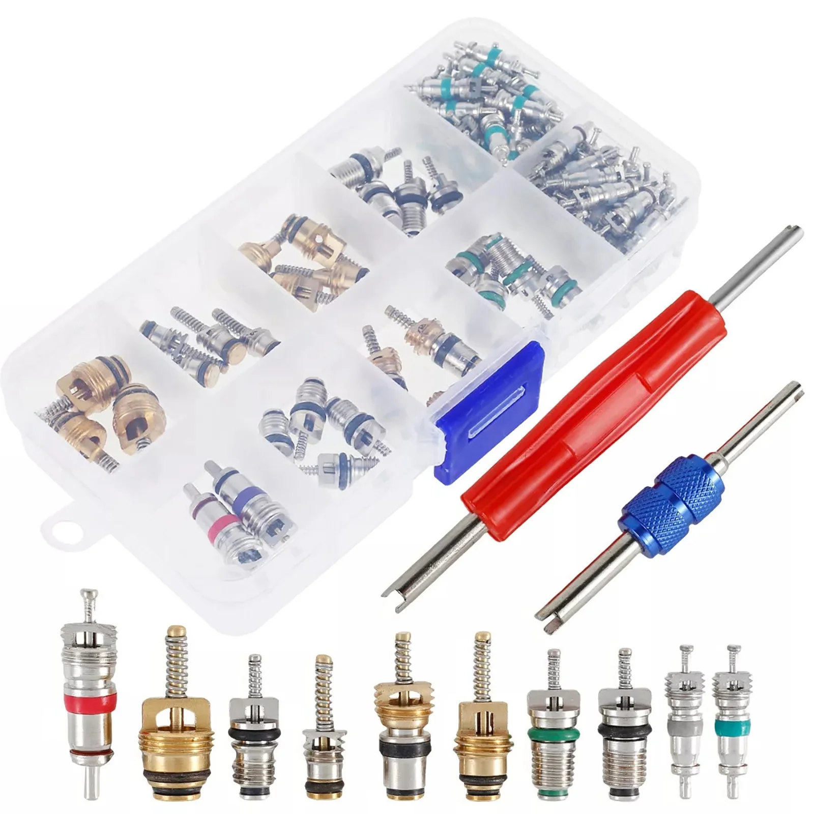 102Pc Valve Core Remover Installer Stem Remove Tool Kit Metal Tire Installer Tool Car Puller Wheel Tire Motorcycle Accessories
102Pc Valve Core Remover Installer Stem Remove Tool Kit Metal Tire Installer Tool Car Puller Wheel Tire Motorcycle Accessories