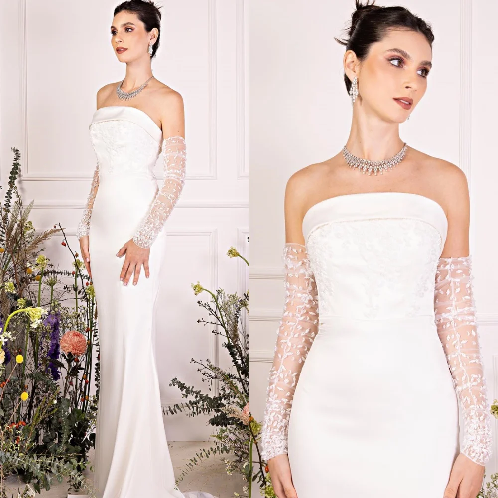 Customized Temperament White Satin Evening Dresses Fashion Strapless Homecoming Dresses Exquisite Special Occasion Gowns
Customized Temperament White Satin Evening Dresses Fashion Strapless Homecoming Dresses Exquisite Special Occasion Gowns