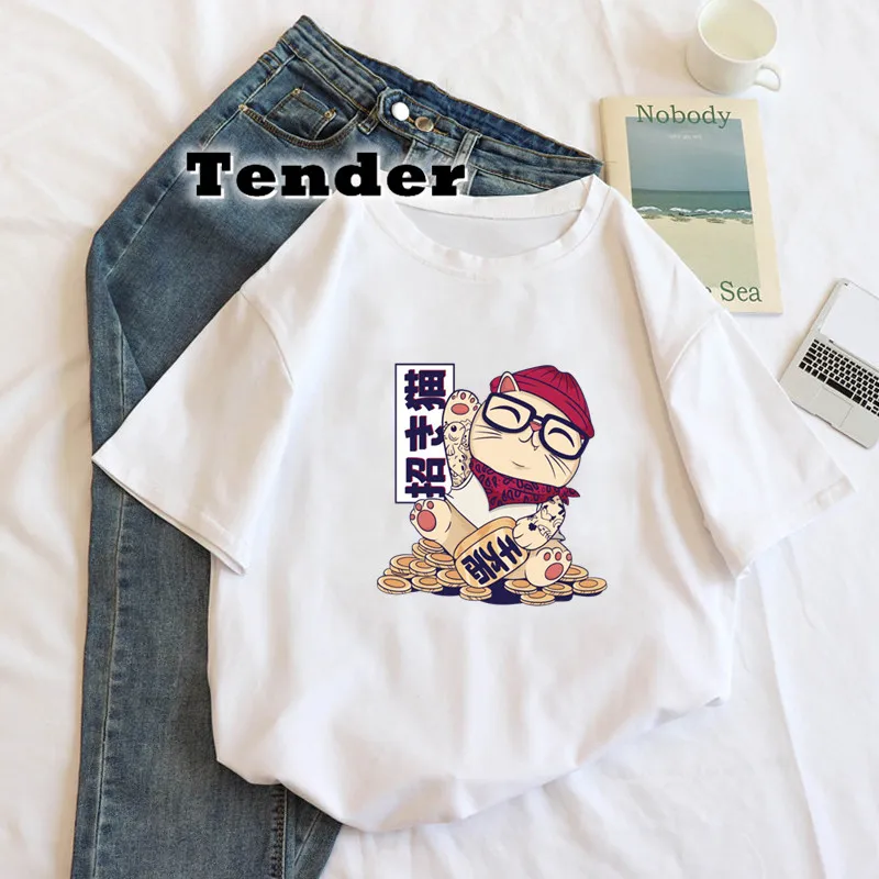 New Arrival Maneki Neko T Shirt Women Short-sleeved Summer Female T-shirts Graphic Tees Japanese Lucky Cat Printed Tshirt
New Arrival Maneki Neko T Shirt Women Short-sleeved Summer Female T-shirts Graphic Tees Japanese Lucky Cat Printed Tshirt