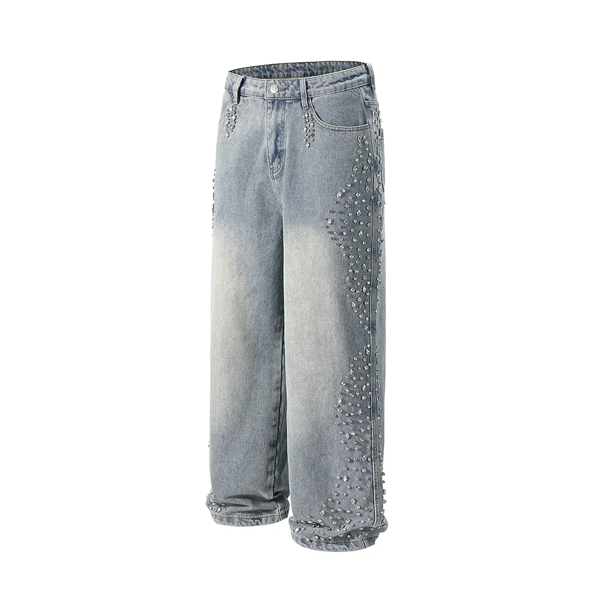 Pearl Studded Diamond Jeans for Men Full Rhinestone Straight Blue Baggy Denim Trousers Hot Drill Vintage Loose Casual Cargos
Pearl Studded Diamond Jeans for Men Full Rhinestone Straight Blue Baggy Denim Trousers Hot Drill Vintage Loose Casual Cargos