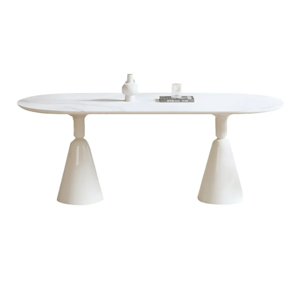 Cream style oval creative dining table and chairs, large and small apartment household dining table, white rock slab
Cream style oval creative dining table and chairs, large and small apartment household dining table, white rock slab