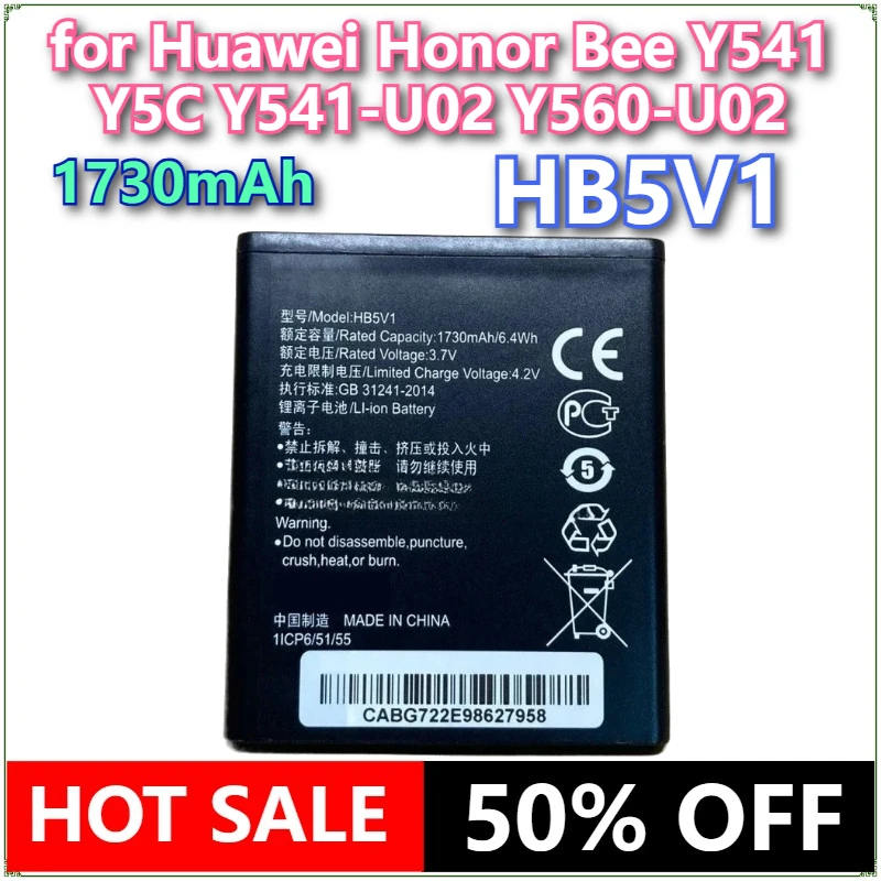 Brand New 1730mAh HB5V1 Mobile Phone Battery for Huawei Honor Bee Y541 Y5C Y541-U02 Y560-U02 4.5 Inch Replacement Battery
Brand New 1730mAh HB5V1 Mobile Phone Battery for Huawei Honor Bee Y541 Y5C Y541-U02 Y560-U02 4.5 Inch Replacement Battery