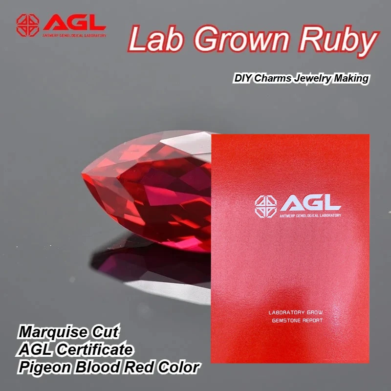 Lab Grown Ruby Marquise Cut Pigeon Blood Red Color DIY Charms Jewelry Making Main Materials Selectable AGL Certificate
Lab Grown Ruby Marquise Cut Pigeon Blood Red Color DIY Charms Jewelry Making Main Materials Selectable AGL Certificate