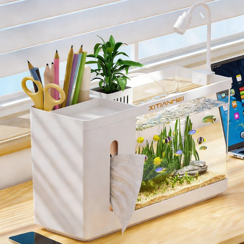 Tissue Box Fish Tank Multifunctional Desktop Aquarium with Light and Filter Silent Betta Terrarium Household Pen Holder Fishbowl
Tissue Box Fish Tank Multifunctional Desktop Aquarium with Light and Filter Silent Betta Terrarium Household Pen Holder Fishbowl