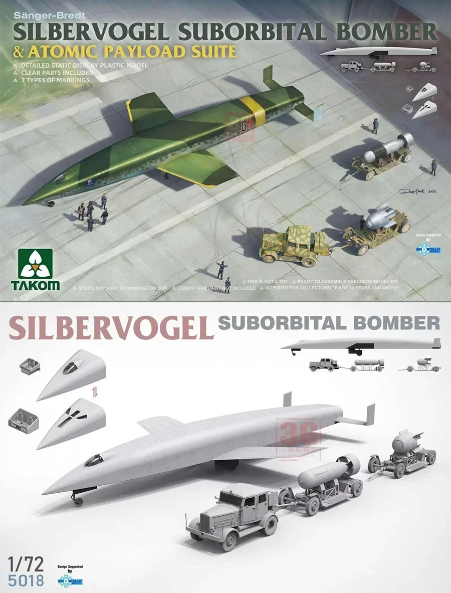 Наборы для сборки моделей TAKOM 5018: Суборбитальный бомбардировщик Silbervogel и комплект атомного полезной нагрузки, масштабная модель 1/72
Наборы для сборки моделей TAKOM 5018: Суборбитальный бомбардировщик Silbervogel и комплект атомного полезной нагрузки, масштабная модель 1/72