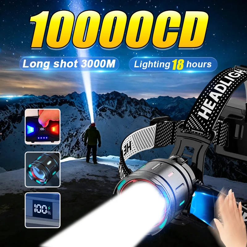 High Power Rechargeable Sensor Headlamp 980000000LM Front LED Head Flashlight Lighting 5000 Outdoor Fishing Camping Head Lantern
High Power Rechargeable Sensor Headlamp 980000000LM Front LED Head Flashlight Lighting 5000 Outdoor Fishing Camping Head Lantern