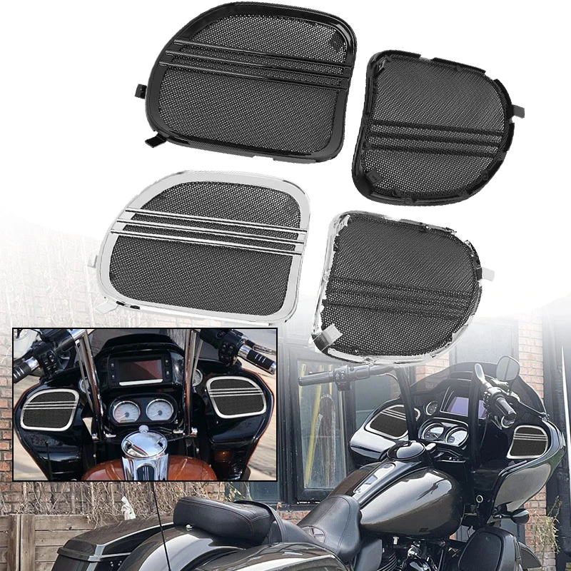 Motorcycle Black Chrome Tri-Line Speaker Grills Mesh Cover Trim For Harley Touring Road Glide 2015-UP 2015-UP ABS Plastic
Motorcycle Black Chrome Tri-Line Speaker Grills Mesh Cover Trim For Harley Touring Road Glide 2015-UP 2015-UP ABS Plastic