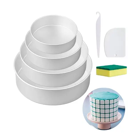 Tortiera a Base fissa da 6/8/10/12 pollici/teglia rotonda in alluminio di latta con raschietto per Pan di spagna Scrub/stampo per Cheesecake Stripping 10073