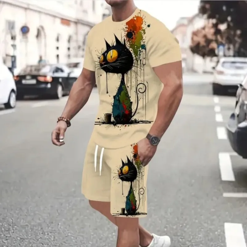 Funny 3D Cat Print Men's Sets Summer Casual O-neck Short Sleeve Tops Shorts 2 Piece Fashion Lion Pattern Suit T-Shirts Outfit
Funny 3D Cat Print Men's Sets Summer Casual O-neck Short Sleeve Tops Shorts 2 Piece Fashion Lion Pattern Suit T-Shirts Outfit