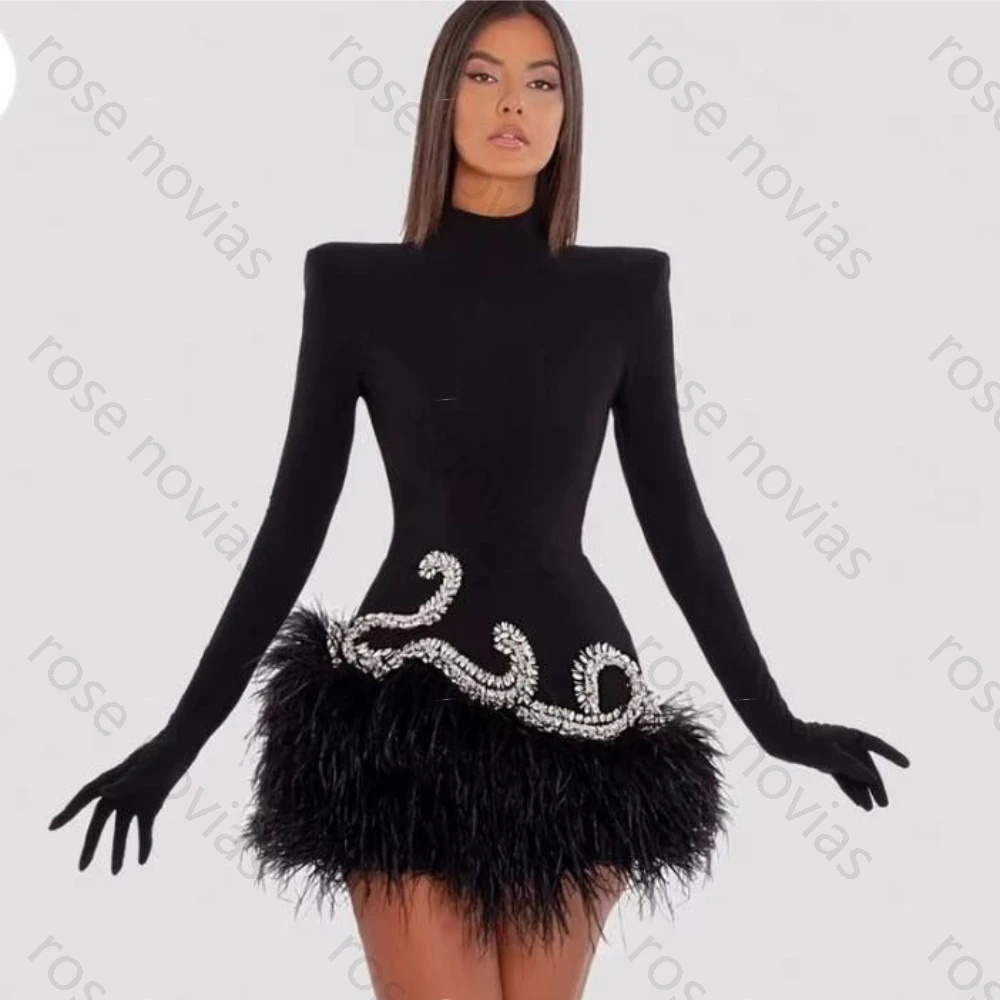 Customized Black Evening Dress High Neck Long Sleeve Padddling Beaded Feather for Women Prom Homecoming Bachelorette Party
Customized Black Evening Dress High Neck Long Sleeve Padddling Beaded Feather for Women Prom Homecoming Bachelorette Party
