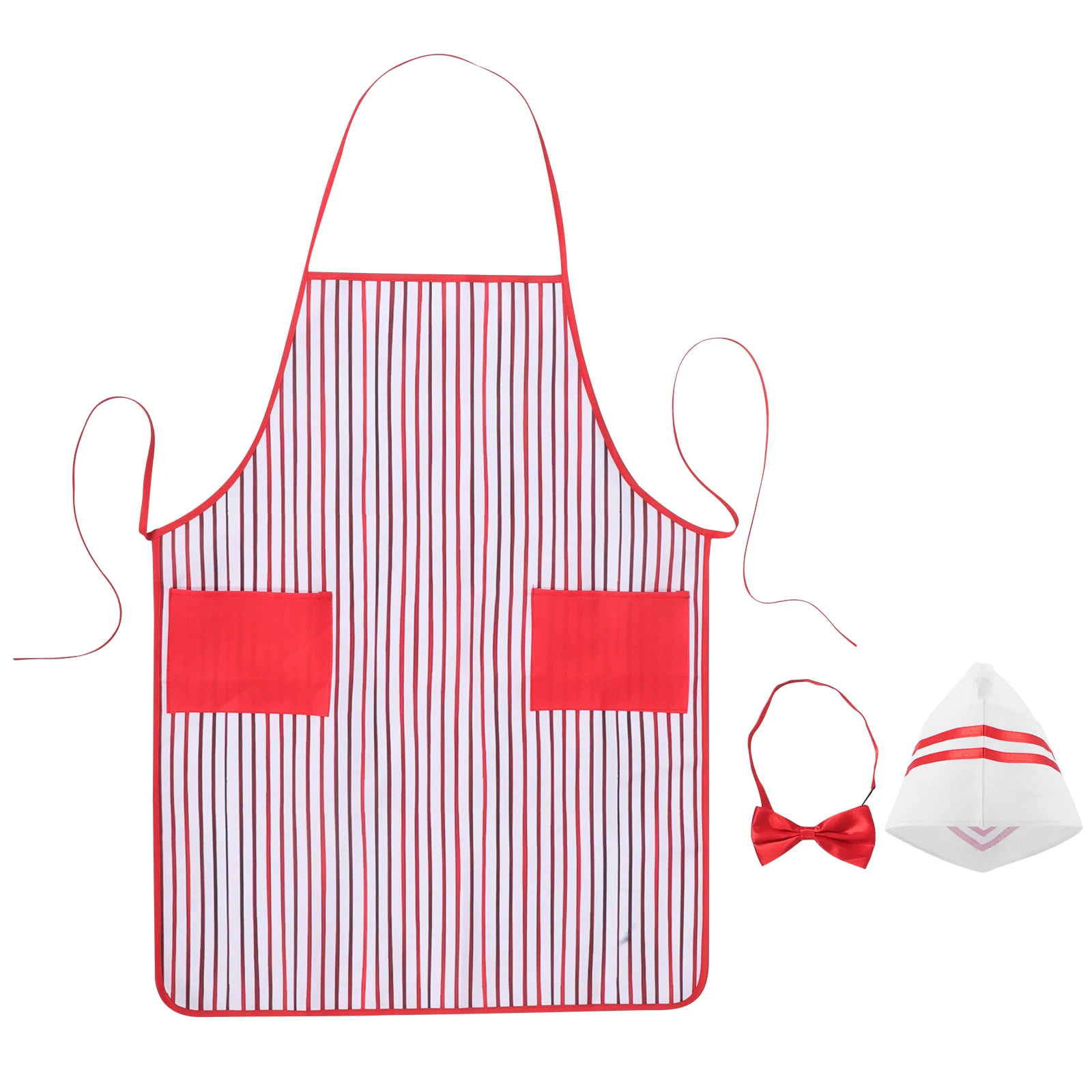1 set Cosplay Costume Set Red White Striped Apron Hat Bowtie Dress Up For Halloween Party Role Play Adult Festival Pretend
1 set Cosplay Costume Set Red White Striped Apron Hat Bowtie Dress Up For Halloween Party Role Play Adult Festival Pretend