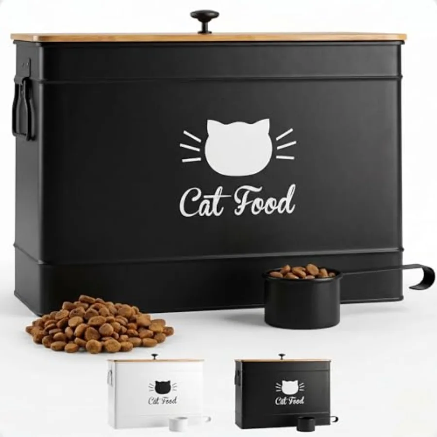 Cat Food Storage Container with Scoop - 15 lb 50 Cup Capacity Metal Cat Food Container with Airtight Bamboo Lid and Metal Scoop
Cat Food Storage Container with Scoop - 15 lb 50 Cup Capacity Metal Cat Food Container with Airtight Bamboo Lid and Metal Scoop