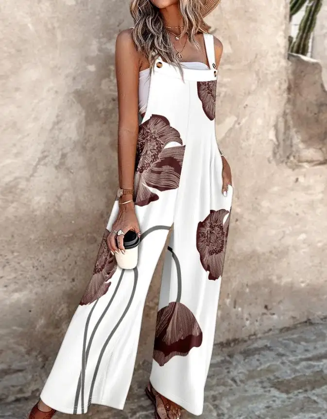 Jumpsuit Women Floral Print Adjustable Strap Pocket Design Wide Leg Suspender Jumpsuit Minimally Casual and Elegant Jumpsuit
Jumpsuit Women Floral Print Adjustable Strap Pocket Design Wide Leg Suspender Jumpsuit Minimally Casual and Elegant Jumpsuit
