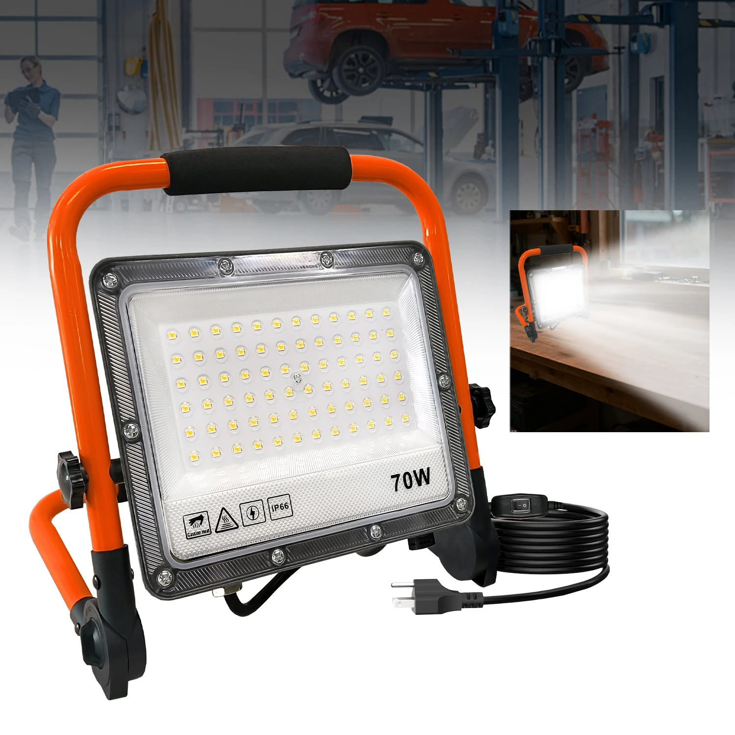 7000 Lumens LED Work Light Portable IP66 Waterproof Outdoor Floodlight Adjustable Work Site Lighting for Garage Workshop
7000 Lumens LED Work Light Portable IP66 Waterproof Outdoor Floodlight Adjustable Work Site Lighting for Garage Workshop