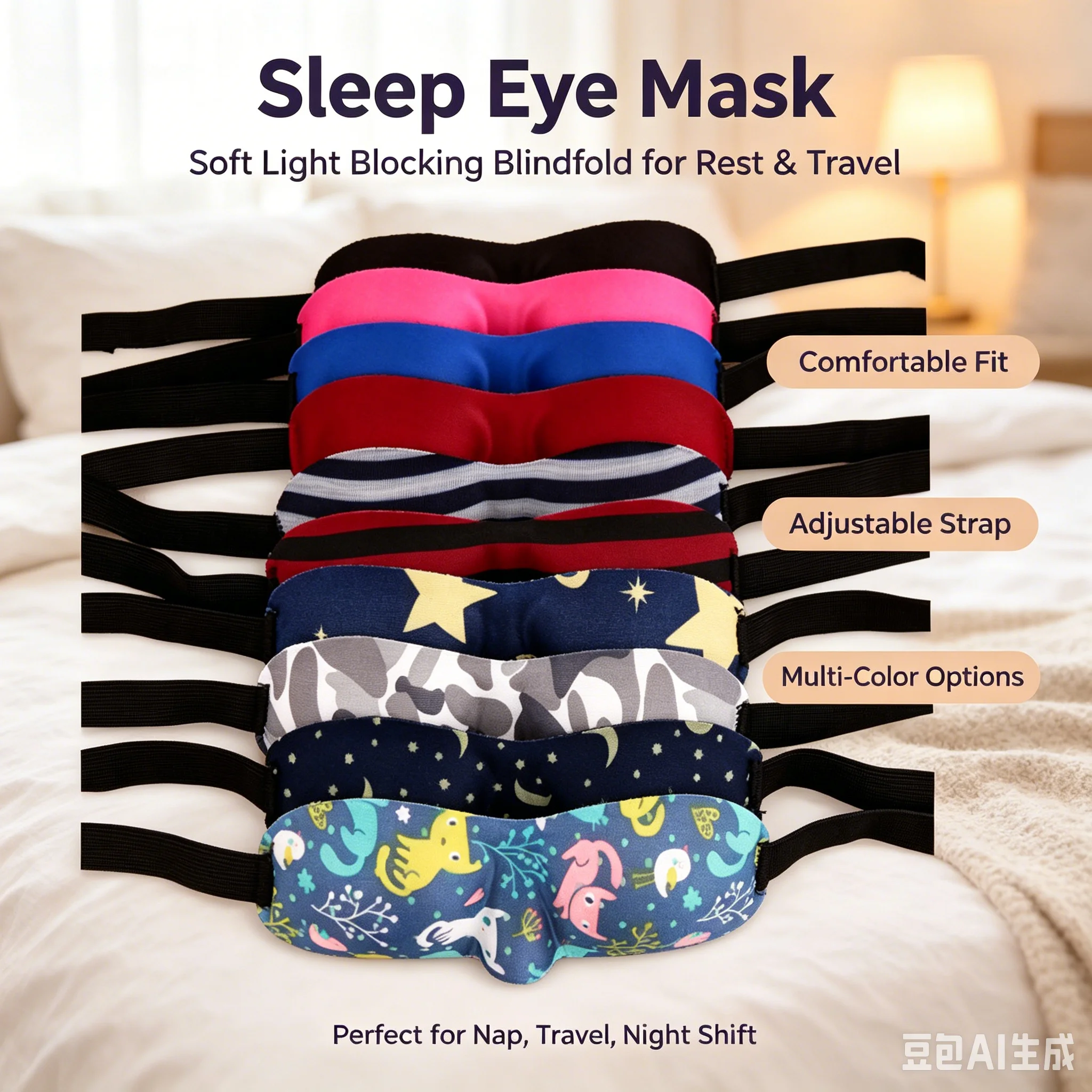 Sleep Eye Mask、Blackout Eye Mask、Light Blocking Blindfold、3D Sleeping Mask、Travel Sleep Accessory
Sleep Eye Mask、Blackout Eye Mask、Light Blocking Blindfold、3D Sleeping Mask、Travel Sleep Accessory
