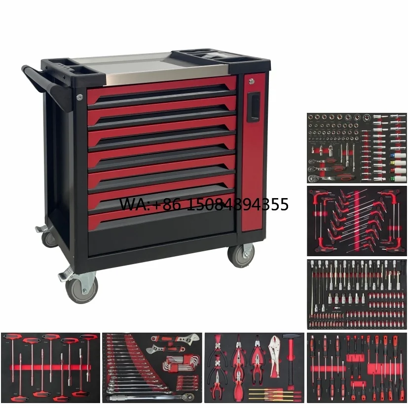New OEM 7-Drawer Lockable Wheeled Tool Trolley with 296-Piece Tool Kit Metal Construction 200kg Capacity for Garage Storage
New OEM 7-Drawer Lockable Wheeled Tool Trolley with 296-Piece Tool Kit Metal Construction 200kg Capacity for Garage Storage