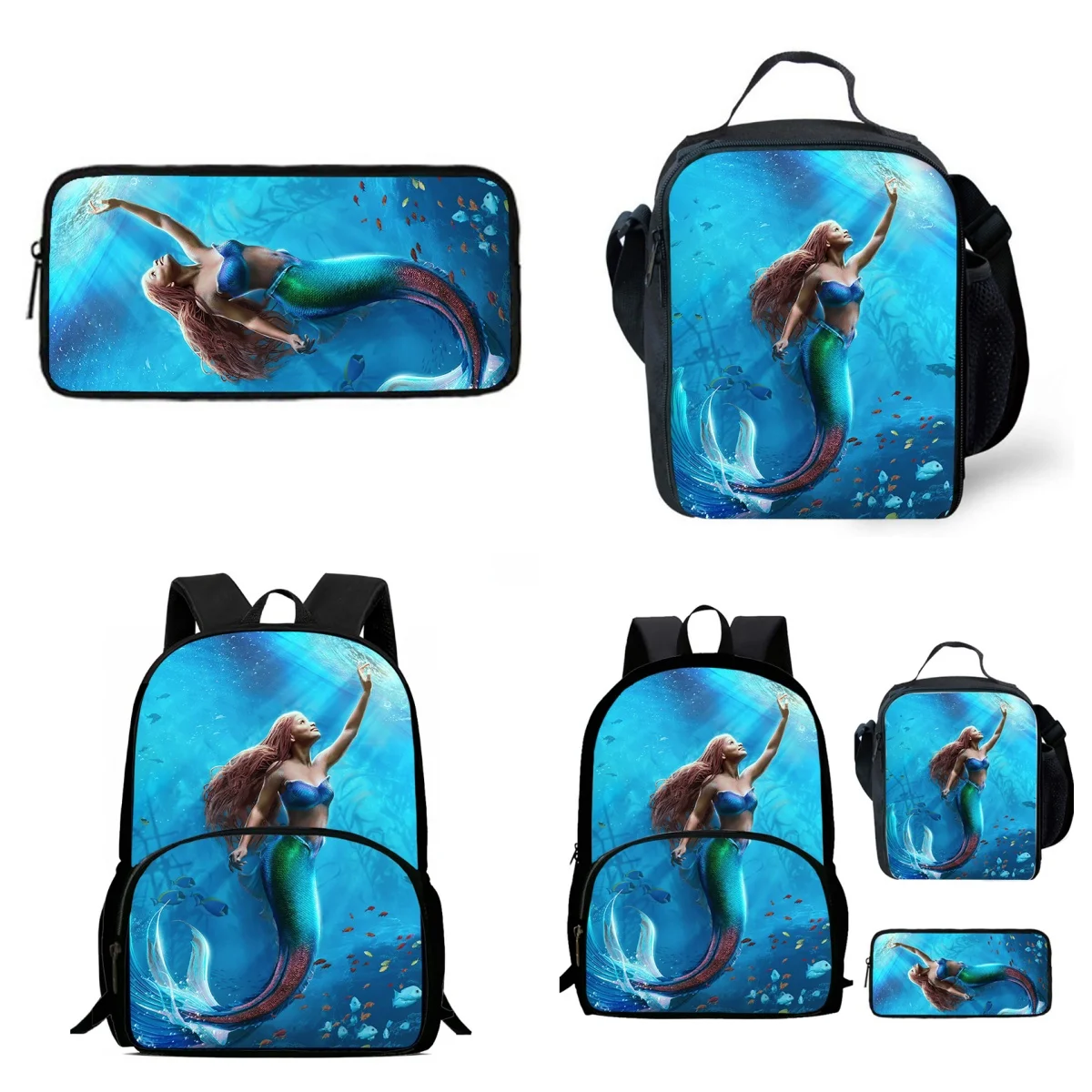 3Pcs Set Disney School Backpack with Front Pouch ,Lunch Bags,Pencil Bags ,Cartoon The Little Mermaid School Bags for Boy Girl
3Pcs Set Disney School Backpack with Front Pouch ,Lunch Bags,Pencil Bags ,Cartoon The Little Mermaid School Bags for Boy Girl