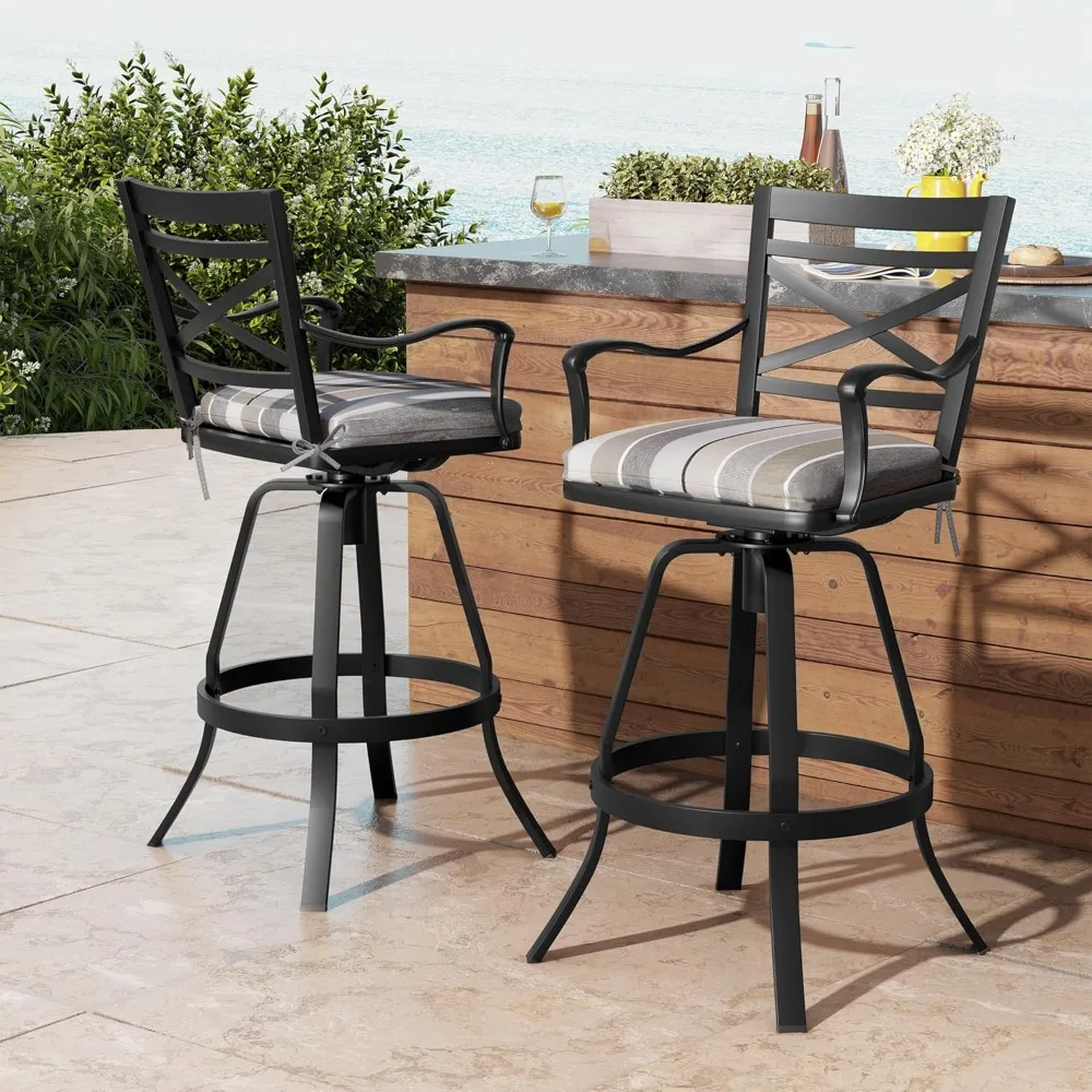 Heavy Duty Cast Aluminum Outdoor Swivel Bar Stools,Black Finish, Outside, Indoor, Patio Bar Height Chair Set of 2
Heavy Duty Cast Aluminum Outdoor Swivel Bar Stools,Black Finish, Outside, Indoor, Patio Bar Height Chair Set of 2