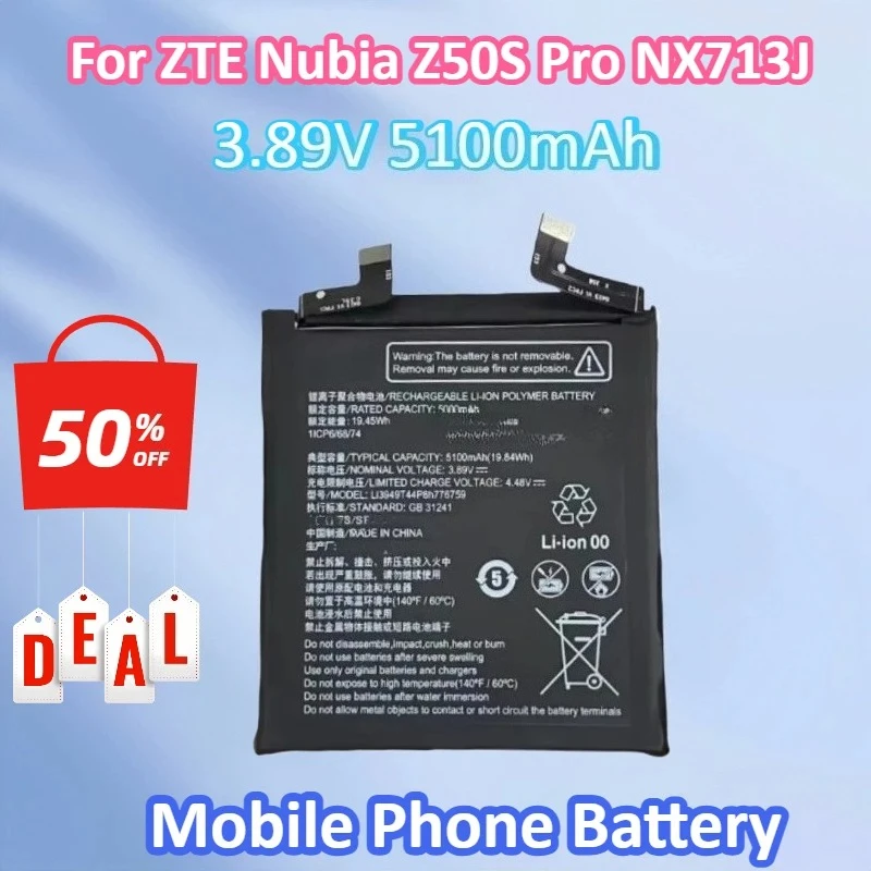 Newest Li3949T44P8h776759 3.89V 19.45Wh 5000mAh Battery for ZTE Z50S Pro NX713J 1ICP6/68/74 High Quality Mobile Phone Battery
Newest Li3949T44P8h776759 3.89V 19.45Wh 5000mAh Battery for ZTE Z50S Pro NX713J 1ICP6/68/74 High Quality Mobile Phone Battery