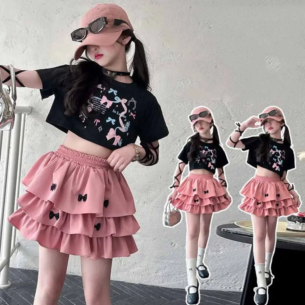 Fashion Y2K Bow Children Cake Skirt Set Slim Fit Teenagers T-shirt Skirt Suit Pleated Sweet Girls Clothes Set Students
Fashion Y2K Bow Children Cake Skirt Set Slim Fit Teenagers T-shirt Skirt Suit Pleated Sweet Girls Clothes Set Students