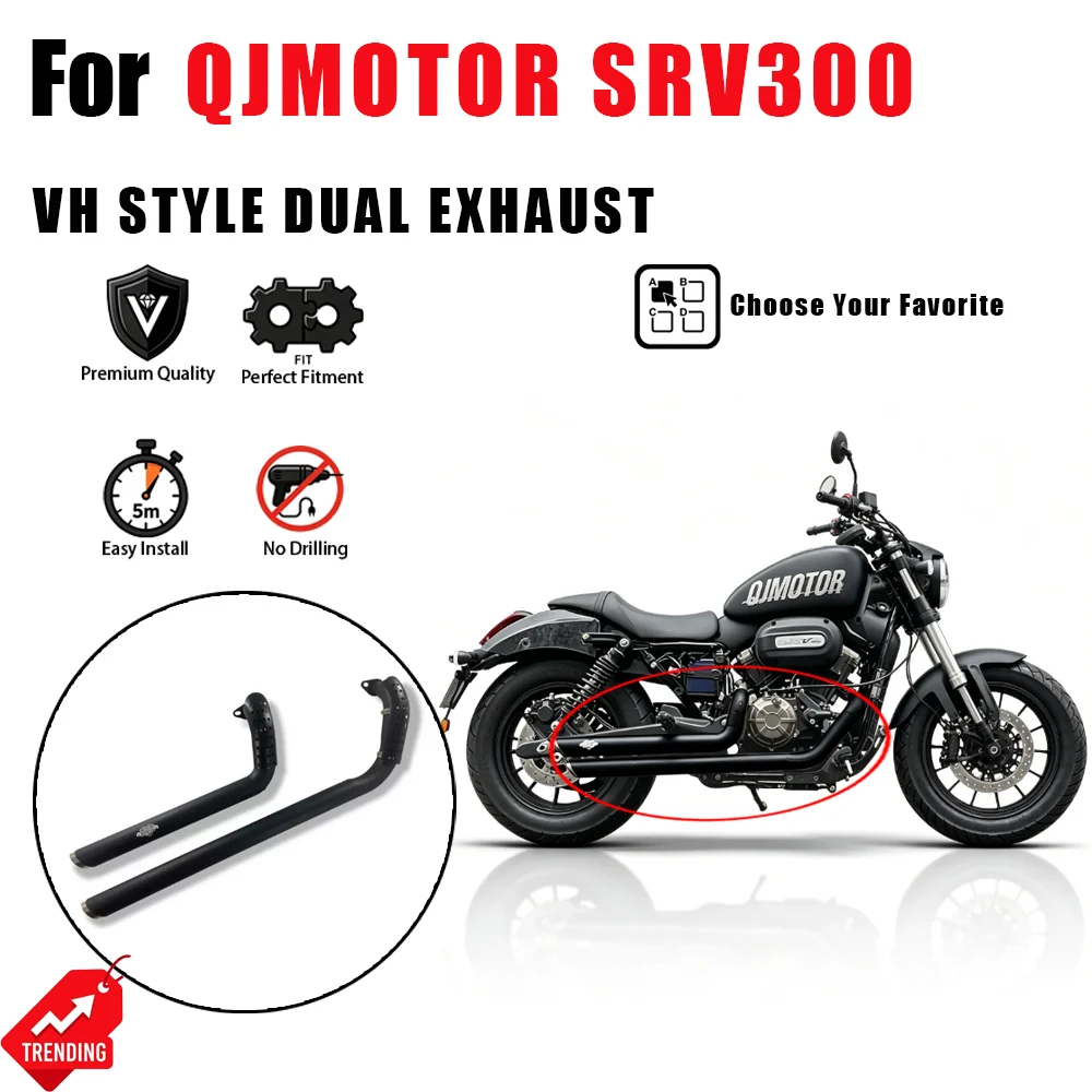 For QJMOTOR SRV300 SRV 300 Flash 300 Motorcycle VH Style Dual Exhaust Pipe Muffler Full System Twin Pipes Horse Hoof Sound
For QJMOTOR SRV300 SRV 300 Flash 300 Motorcycle VH Style Dual Exhaust Pipe Muffler Full System Twin Pipes Horse Hoof Sound