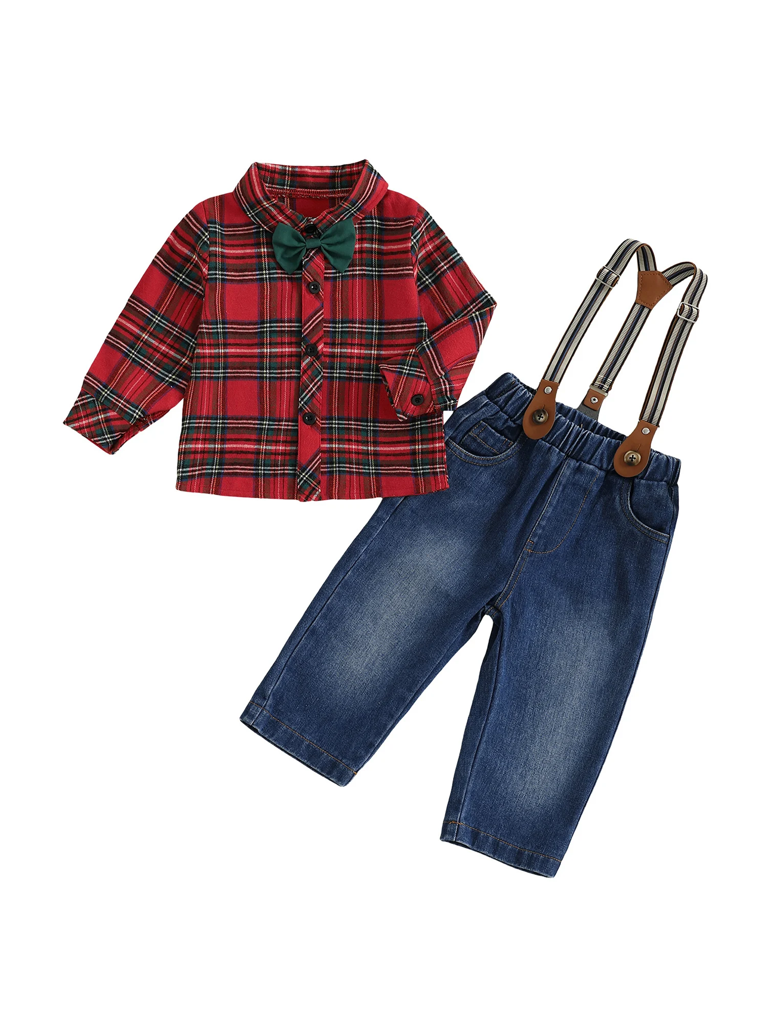 Boys Winter 2Pcs Outfits Long Sleeve Lapel Checkered Shirts Denim Overalls Sets with Adjustable Suspenders
Boys Winter 2Pcs Outfits Long Sleeve Lapel Checkered Shirts Denim Overalls Sets with Adjustable Suspenders