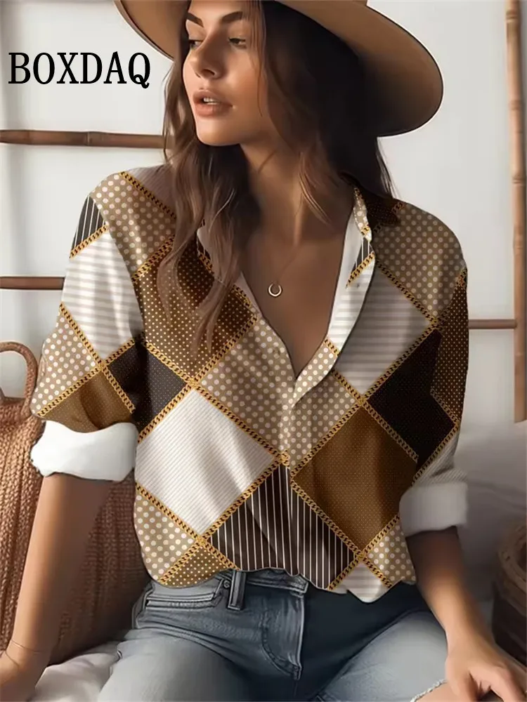 Клетчатые женские рубашки с 3D принтом, модная уличная одежда, блузка с длинным рукавом, весна-осень, повседневные свободные женские топы на пуговицах с лацканами 2025
Клетчатые женские рубашки с 3D принтом, модная уличная одежда, блузка с длинным рукавом, весна-осень, повседневные свободные женские топы на пуговицах с лацканами 2025