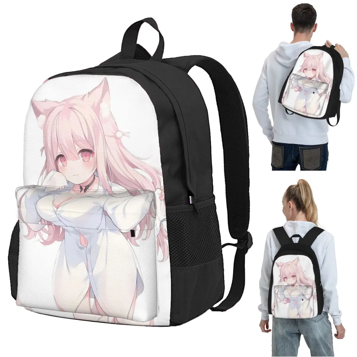 Cute Anime Neko Kitty With Pink Hair Backpack Student BookBag Children School Bag Laptop Shoulder Bags for Boys Girls
Cute Anime Neko Kitty With Pink Hair Backpack Student BookBag Children School Bag Laptop Shoulder Bags for Boys Girls