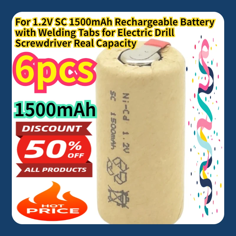 For 1.2V SC 1500mAh Rechargeable Battery with Welding Tabs for Electric Drill Screwdriver Real Capacity
For 1.2V SC 1500mAh Rechargeable Battery with Welding Tabs for Electric Drill Screwdriver Real Capacity