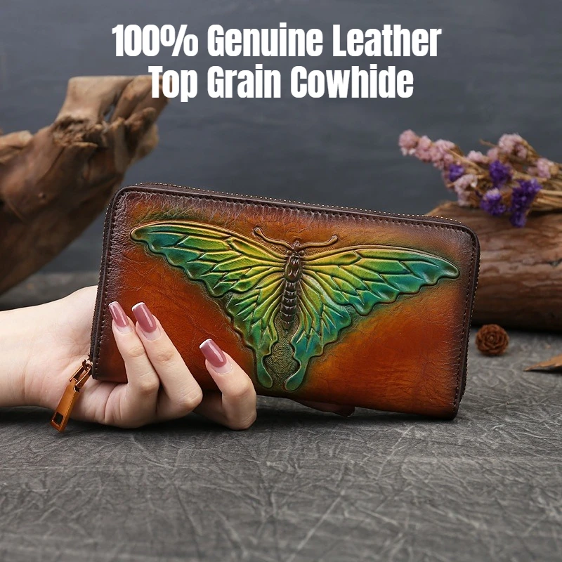 Butterfly Embossed Genuine Leather Wallet for Women, Vintage Clutch Purse Card Holder, Top Grain Cowhide Purse with Card Slots
Butterfly Embossed Genuine Leather Wallet for Women, Vintage Clutch Purse Card Holder, Top Grain Cowhide Purse with Card Slots