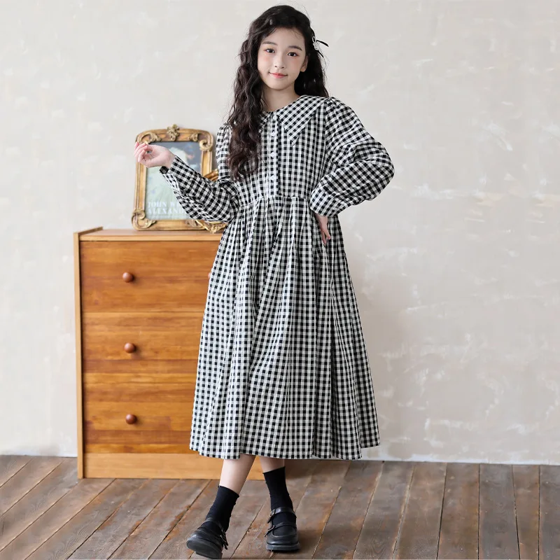 Детское хлопковое расклешенное платье средней длины в клетку для девочек-подростков, модные платья на осень и зиму для больших девочек, одежда 8-18 лет
Детское хлопковое расклешенное платье средней длины в клетку для девочек-подростков, модные платья на осень и зиму для больших девочек, одежда 8-18 лет