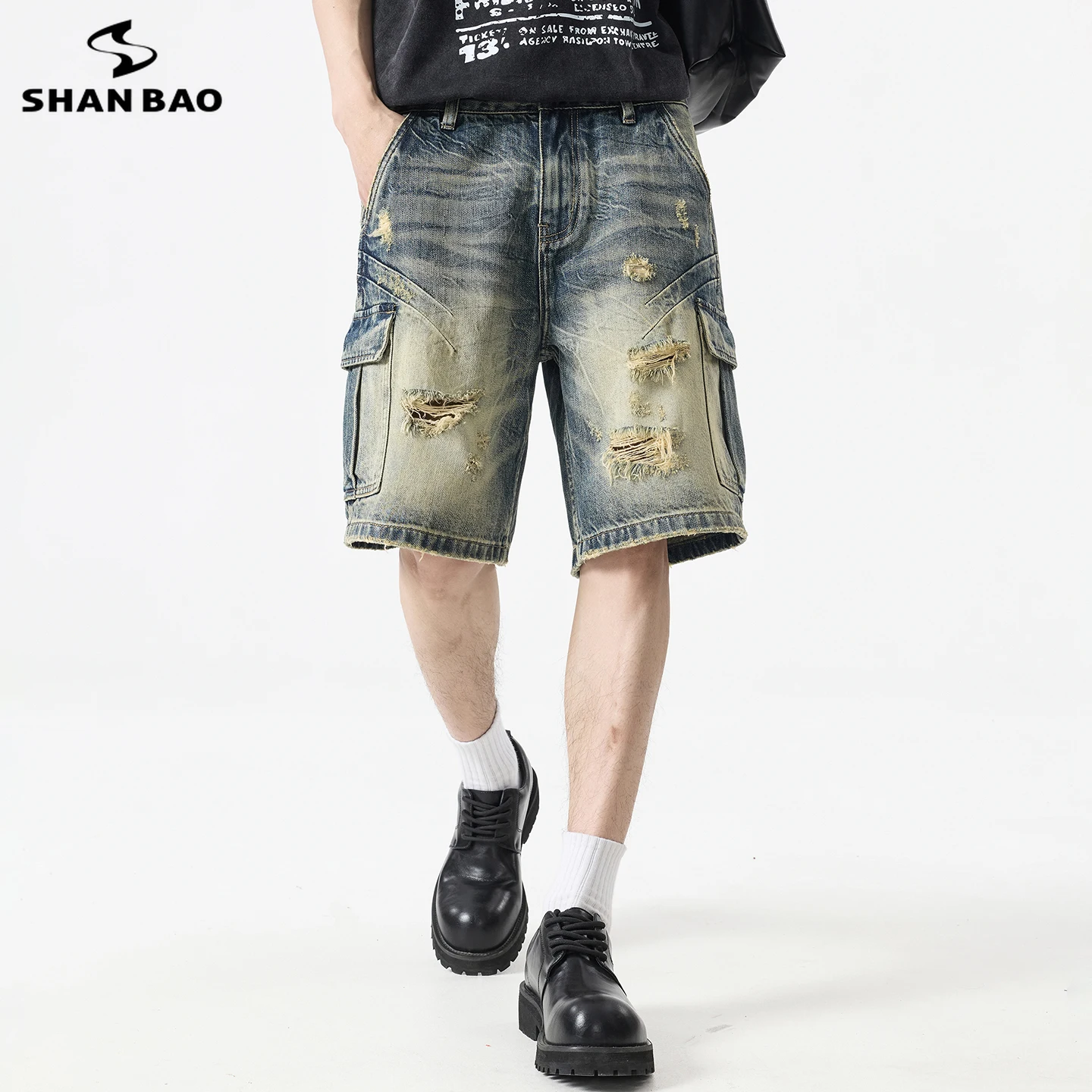 SHAN BAO American retro Scratched holes men's summer denim shorts Classic High Quality Men's Straight Multi-Pocket Casual Shorts
SHAN BAO American retro Scratched holes men's summer denim shorts Classic High Quality Men's Straight Multi-Pocket Casual Shorts